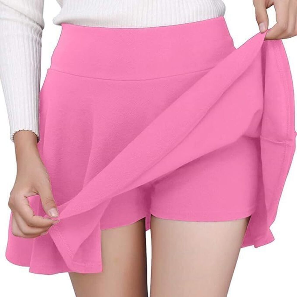 5225 Mini Skirt Ruffle Flowy Pleated Tennis Baby Pink Skirt Shorts High